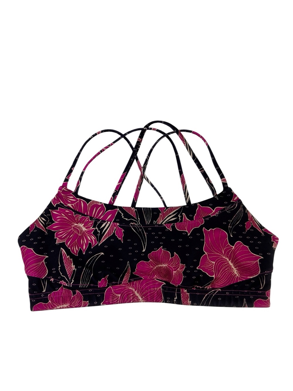 The North Face Floral Strappy Sports Bra Size Small Black & Magenta
